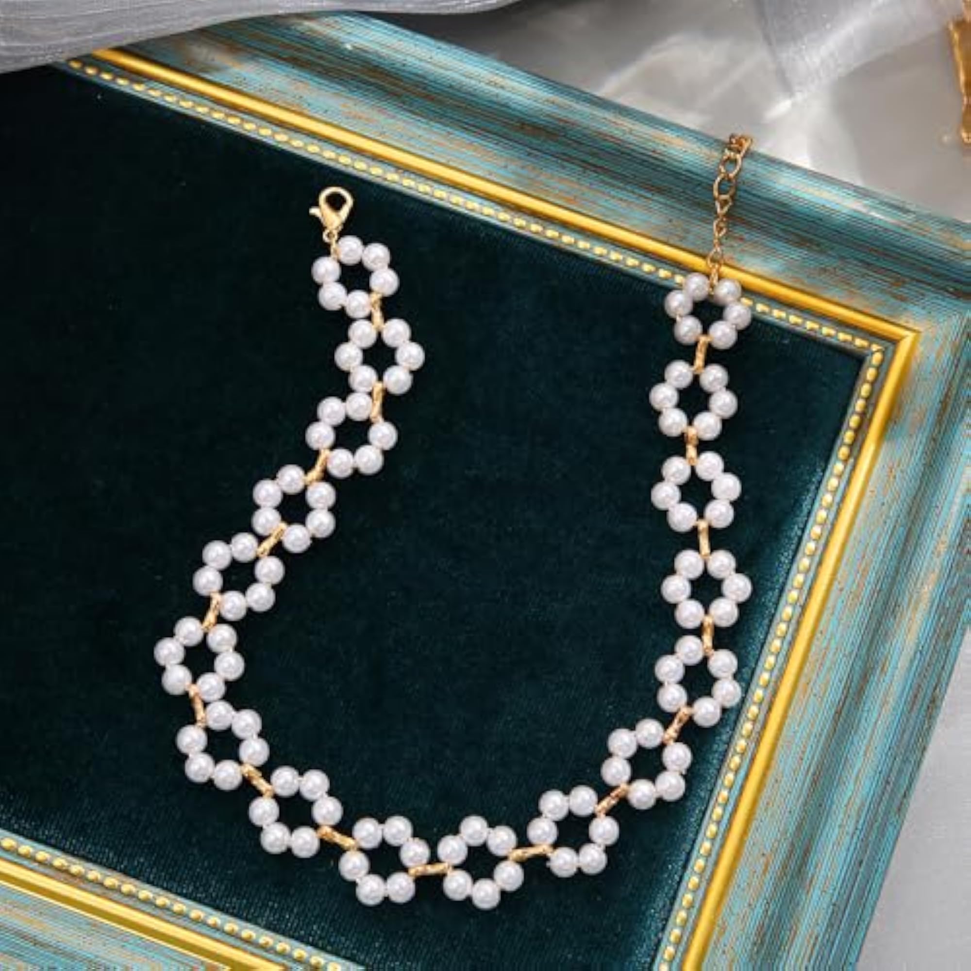 Stylish Traditional Plated Pearl Choker Necklace